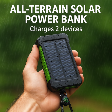 20000mAh Solar Power Bank – Slim, Portable Charger for Adventurers by Wave & Hang