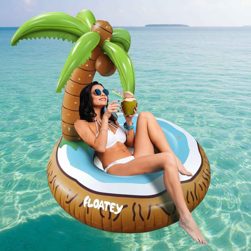 Floatay Tropical Palm Tree Pool Float – Extra Large Inflatable Coconut Tree Lounger for Adults | Funny Island Float for Pool Parties, Beach, or Luau Decor (48 Inches)