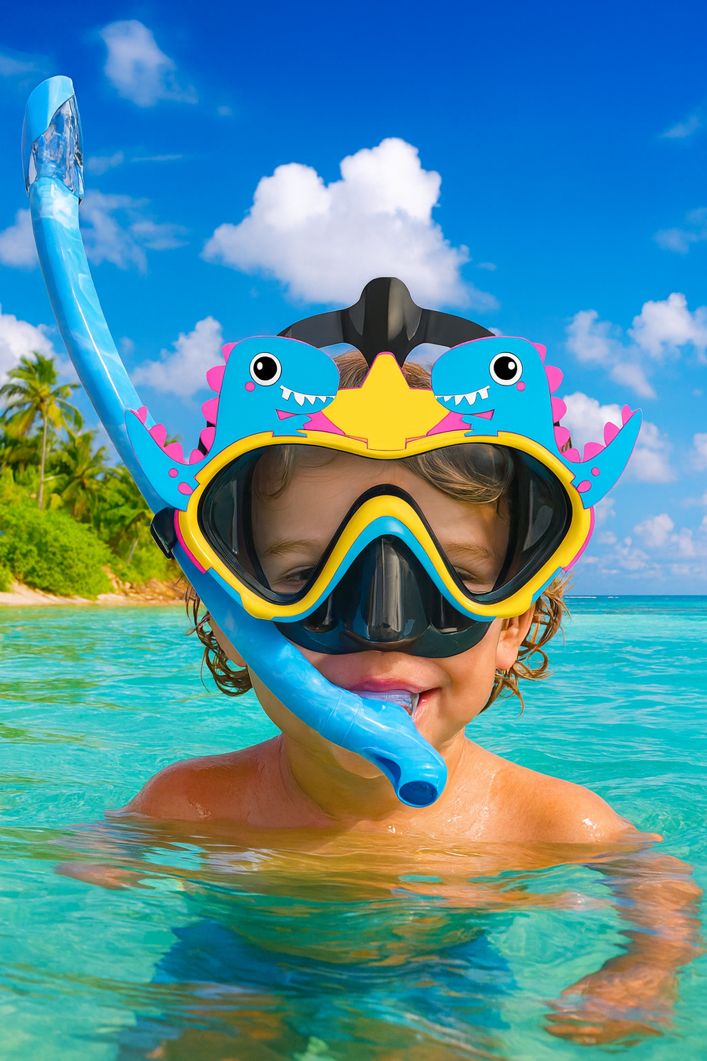Upgraded Kids Snorkel Set Dry Top Mask Anti Fog Ages 5 To 13 by Wave & Hang