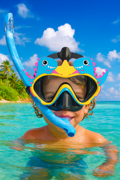 Upgraded Kids Snorkel Set Dry Top Mask Anti Fog Ages 5 To 13 by Wave & Hang