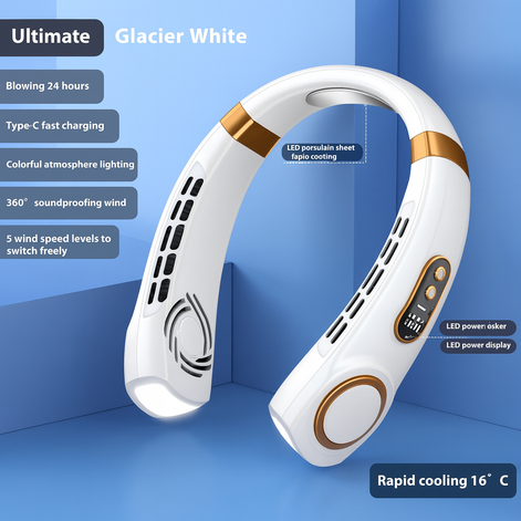 Portable USB Neck Fan – Hands-Free Rechargeable Cooling Device by Wave & Hang