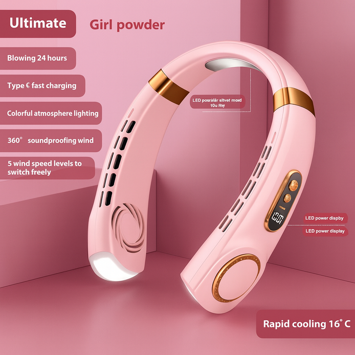 Portable USB Neck Fan – Hands-Free Rechargeable Cooling Device by Wave & Hang