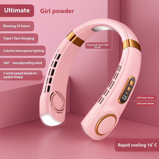 Portable USB Neck Fan – Hands-Free Rechargeable Cooling Device by Wave & Hang