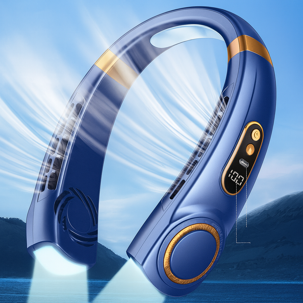 Portable USB Neck Fan – Hands-Free Rechargeable Cooling Device by Wave & Hang
