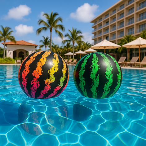 20cm Rainbow Watermelon Ball – Durable Beach Fun for All! by Wave & Hang