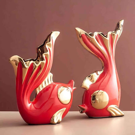 Ceramic Goldfish Ornaments | Elegant Decorative Display for Living Room