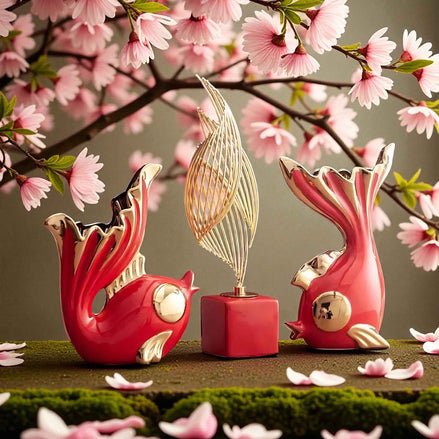 Ceramic Goldfish Ornaments | Elegant Decorative Display for Living Room