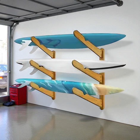 TWO STONES Surfboard Wall Rack – Heavy Duty Wooden Storage for Longboards, Shortboards & SUP