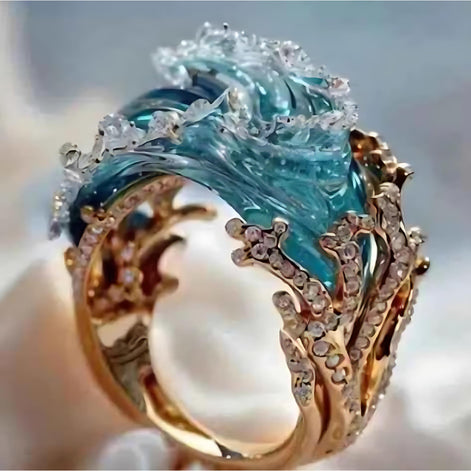 Ocean Wave Necklace – Adjustable Copper Pendant with Electroplated Finish by Wave & Hang