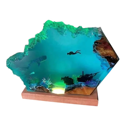 Submarine Cave Diver Decor – Unique Ocean-Themed Resin Art for Home or Office Tabletop Display