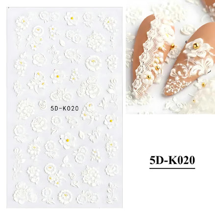 3D White Lace Butterfly Nail Stickers – Bridal & Elegant Nail Art Decorations for Weddings & Parties