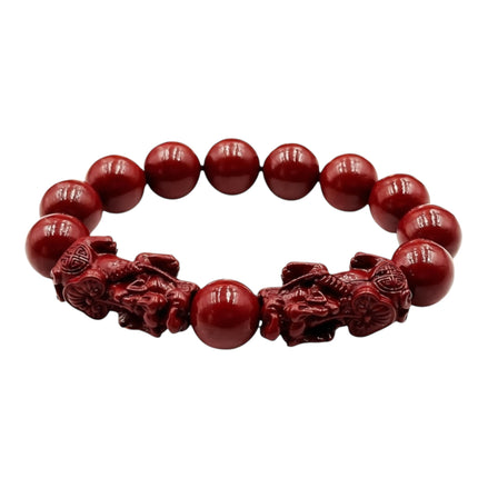 Feng Shui Pixiu Cinnabar Bracelet – Red Cinnabar Wealth and Luck Beads for Men & Women | Protection and Prosperity Amulet Jewelry