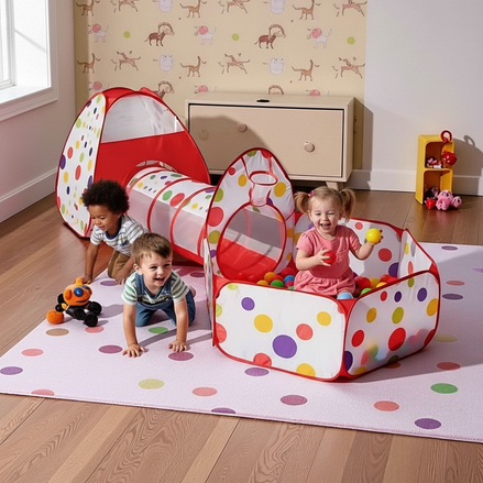 Kids Indoor Outdoor Play Tunnel Set - Fun & Adventure! by Wave & Hang