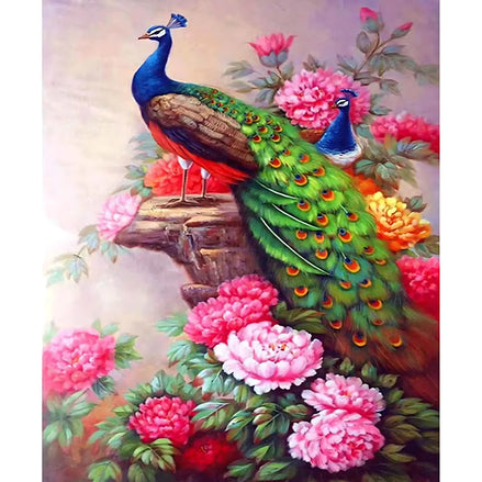 DIY Digital Peacock Oil Painting | Elegant Wall Art for Living Room Decor