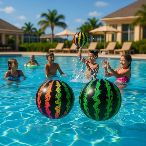20cm Rainbow Watermelon Ball – Durable Beach Fun for All! by Wave & Hang