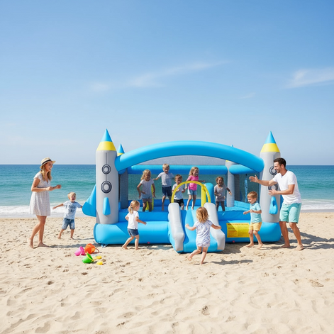 Multifunctional Jump And Slide Kids Inflatable Bouncer With Large 198 X 180 Playhouse And Blower by Wave & Hang