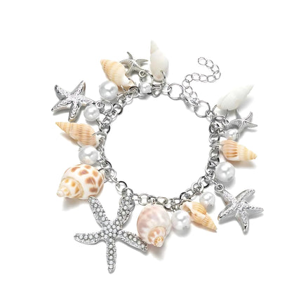 Bohemian Ocean Tide Starfish & Shell Bracelet – Beach Jewelry for Women | Summer Coastal Charm Accessory in Gold & Silver