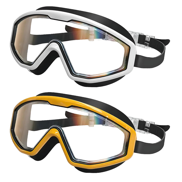 VOSOIR Kids Swim Goggles With Anti Fog UV Protection No Leak Panoramic View For Ages 2 To 14 Adjustable Silicone Seals by Wave & Hang