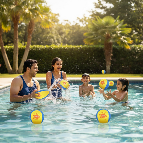 YAOJITYO Water Skip Balls 4 Pack Soft Durable TPR Floating Toy by Wave & Hang