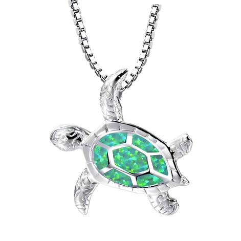 Blue Ocean Turtle Necklace – Elegant Ocean-Inspired Silver Pendant with Adjustable Chain