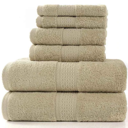 Cotton Absorbent Towel Set – 6-Piece Bath Towels, Hand Towels & Washcloths