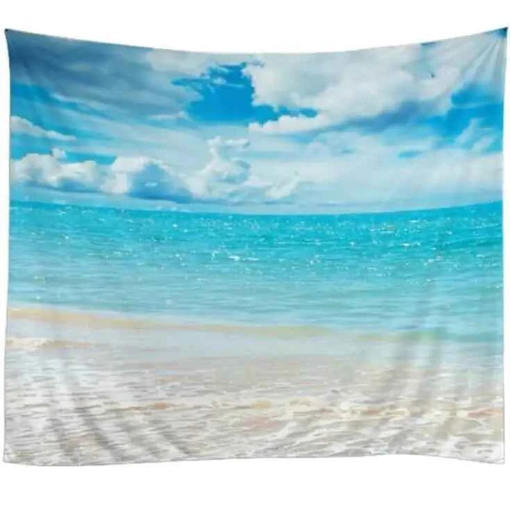 Hawaiian Beach Tapestry 🌴 Ocean Sunset Wall Hanging | Tropical Paradise Coastal Home Decor