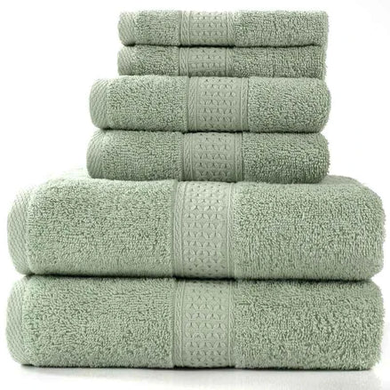 Cotton Absorbent Towel Set – 6-Piece Bath Towels, Hand Towels & Washcloths