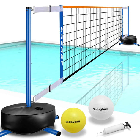 Furypiont Pool Volleyball Net – Adjustable Portable Indoor/Outdoor Pool Volleyball Set with 2 Water Balls and Heavy-Duty Base (15–25 FT)