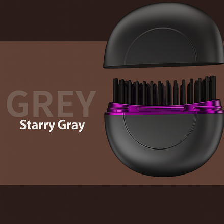 Hair straightening comb in Starry Gray color with a modern curved design.