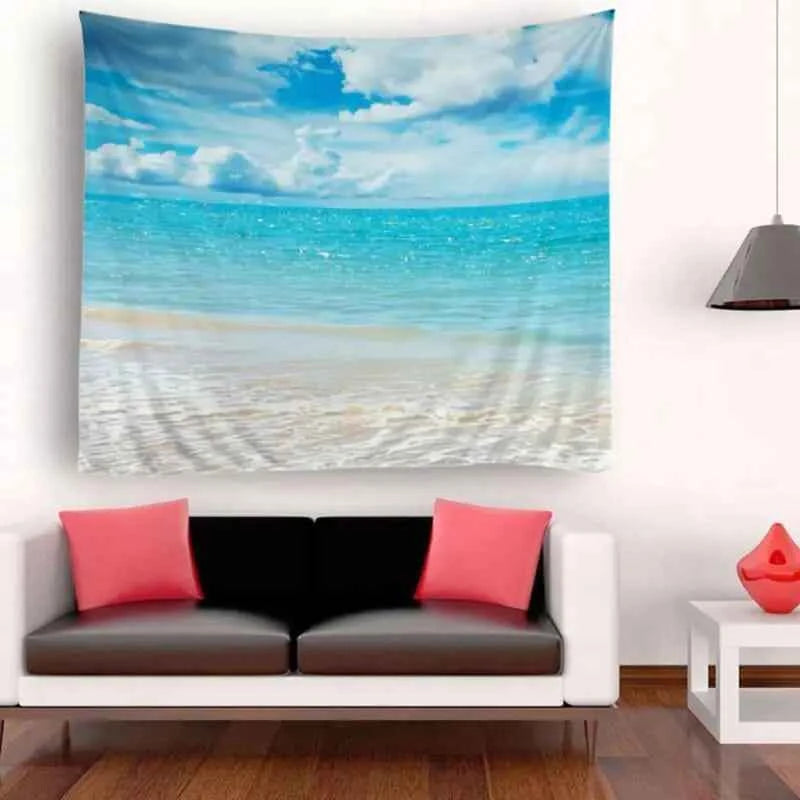 Hawaiian Beach Tapestry 🌴 Ocean Sunset Wall Hanging | Tropical Paradise Coastal Home Decor